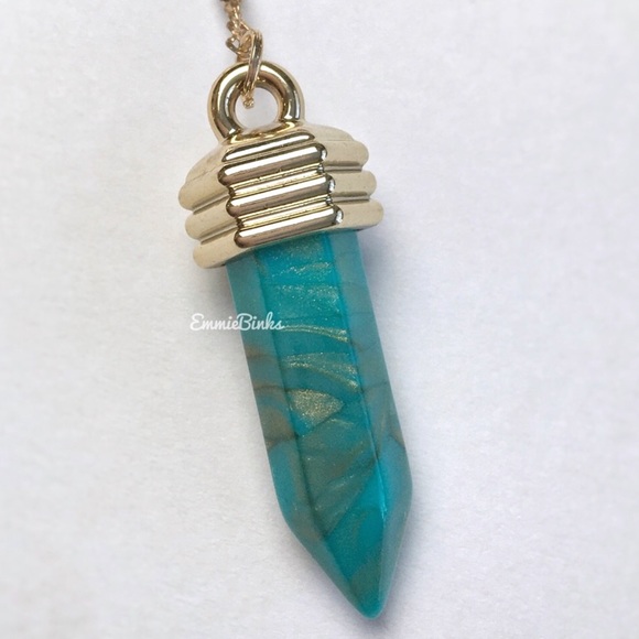 💥3for$28  New Golden Butterfly & Turquoise Marbled Crystal Charm Necklace - Picture 6 of 14